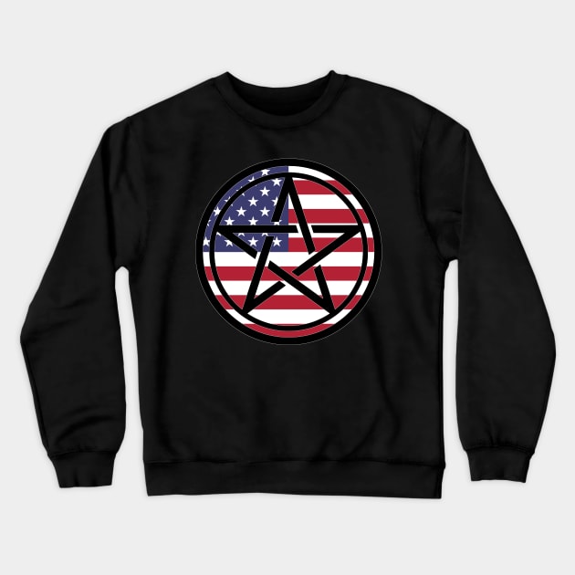 Large Print Pentacle LGBT Flag American Flag Crewneck Sweatshirt by aaallsmiles